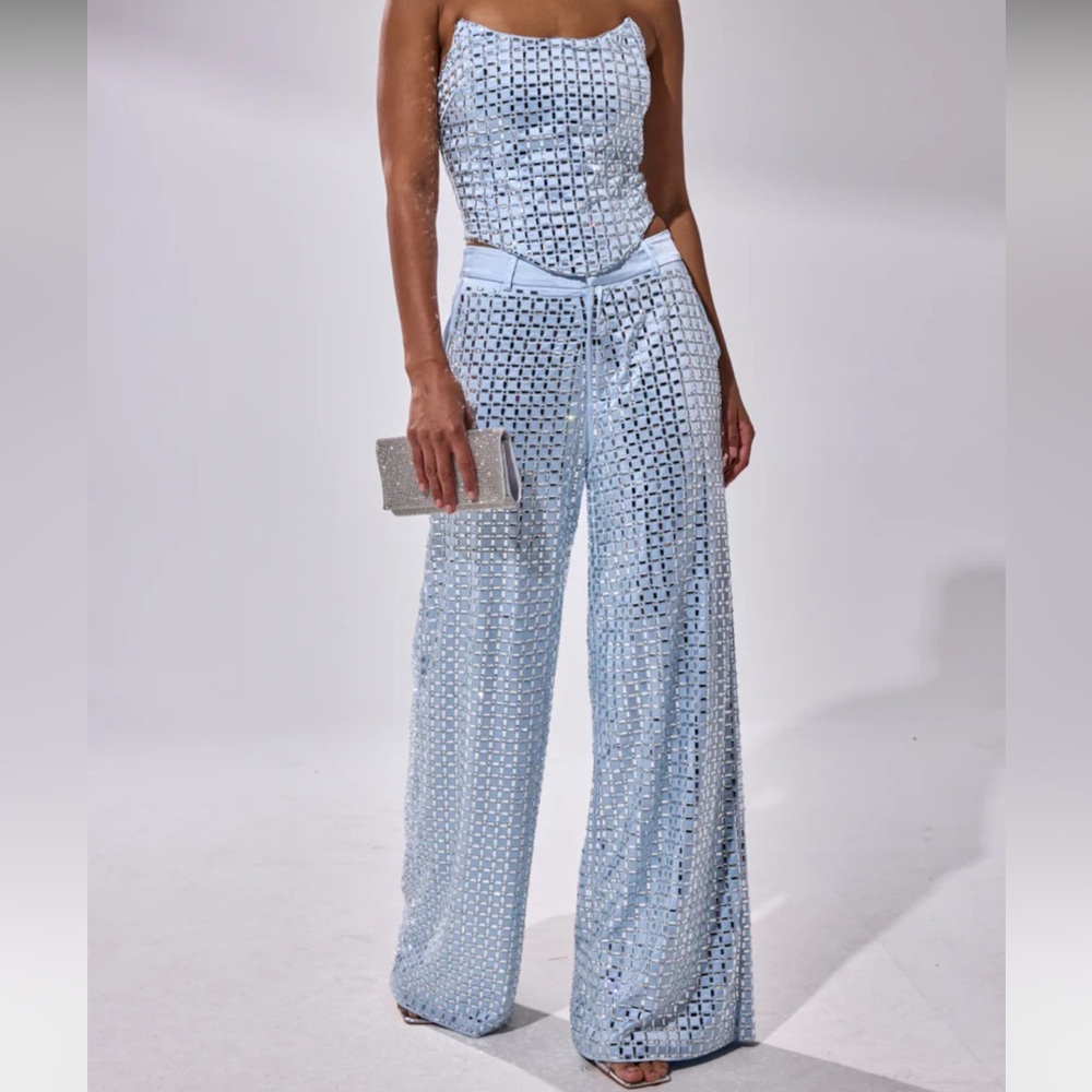 AKIRA Lila Embellished Trouser and Corset Set